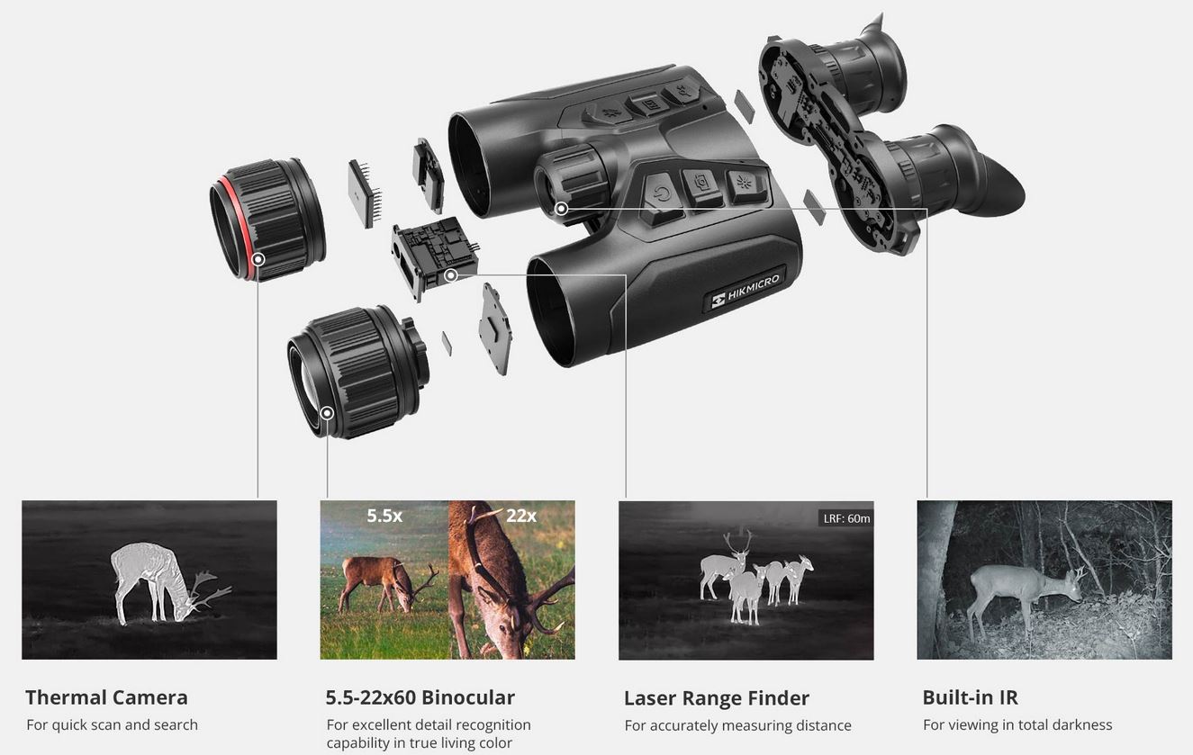 HIKMICRO HABROK BINOCOLO THERMAL HE25L 4K Lente 25mm Torcia 940